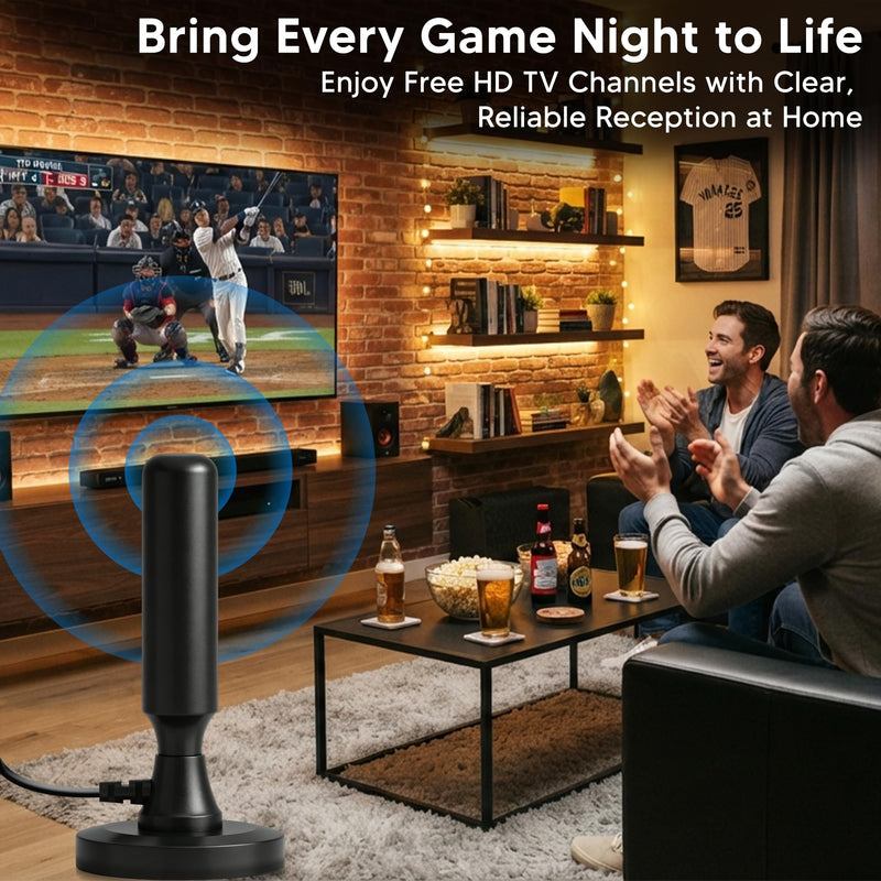 TV Antenna for Local Channels, 2026 Digital TV Antenna for Smart TV Indoor | Long Range 360° Reception TV Antenna for Smart TV Indoor without Cable, Easy to Install, Supports 4K 1080p 16FT Black Compact