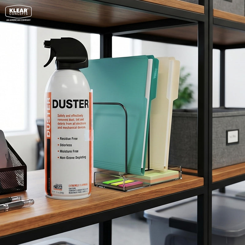 Compressed Air Duster for Computers, Made in USA, 10oz, 1 PC | Klear Concepts Canned Air for Electronics & Automotive, Removes Dust & Debris in Hard to Reach Areas, With Precision Straw