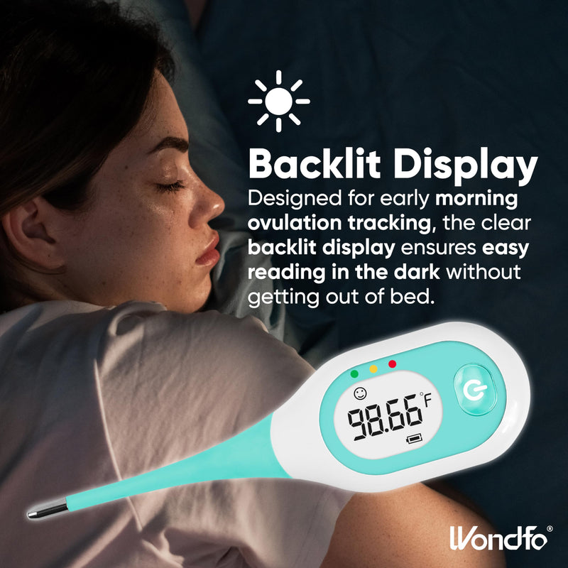 Wondfo Basal Body Thermometer for Ovulation – BBT Thermometer with Face Indicator, 60s Fast Reading, 30 Memory Recall, High Precision Fertility Thermometer, Waterproof