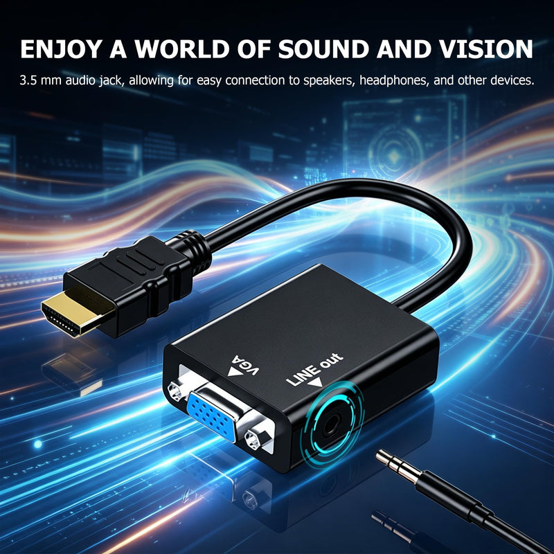HDMI to VGA Converter HDMI Male to VGA Female Plug Converter with 3.5mm Audio Jack and Adapter Cable for Laptops,Televisions,Monitors etc