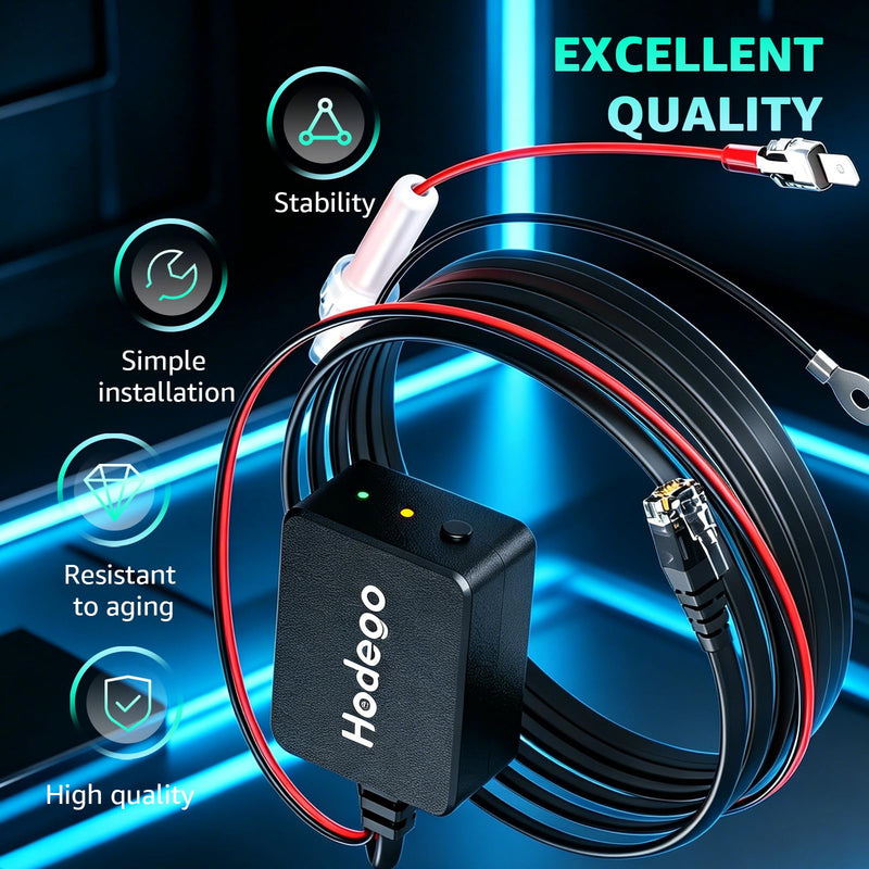 Radar Detector Smart Hardwire Kit for Uniden RDA-HDWKT with Mute Button | for Uniden Smart Cord Modle R8w R8 R7 R4w R4 R3 R1 etc. LED Alerts & Adhesive Velcro Strips