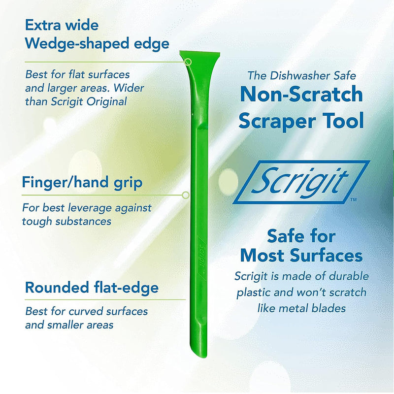 Scrigit Scraper Wide Blade No-Scratch Plastic Scraper Tool, 6 Pack - The Handy Multi-Use Scraping Tool for Removing Food, Labels, Stickers, Paint, Grease -Easy to Hold, Reaches Tight Spaces & Crevices