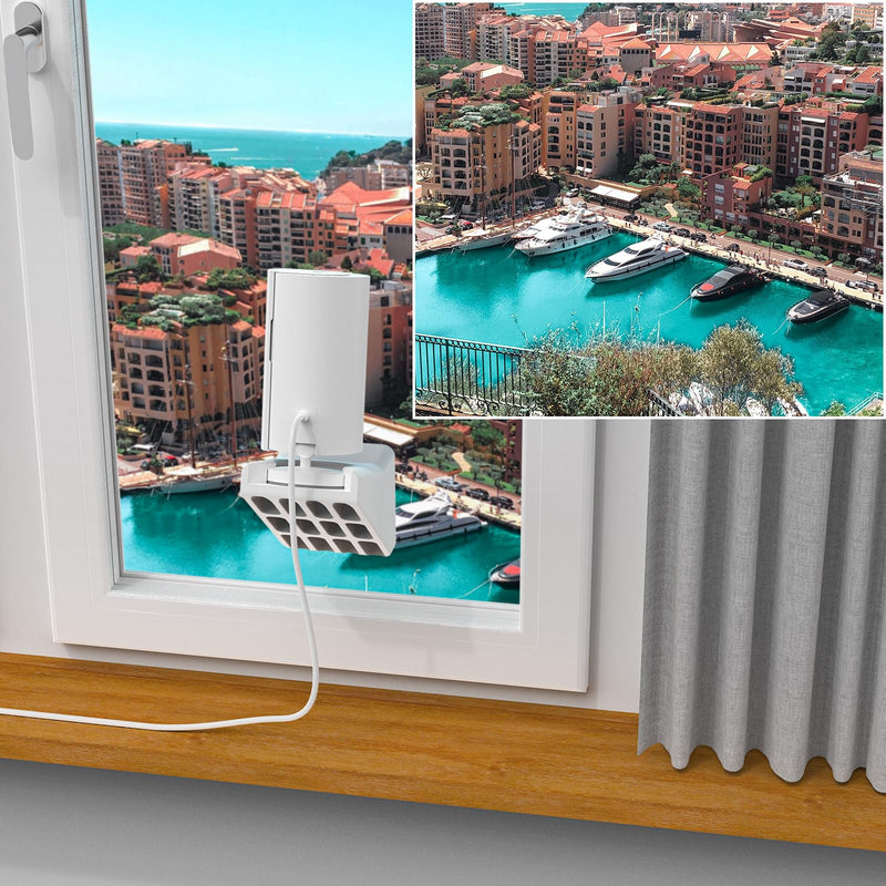 MSAFF® Adhesive Window Mount for Indoor Camera (2nd Gen/1st Gen) | No Drill 20° Tilt Bracket - Anti Glare for Glass to Enhance Front Yard, Driveway & Night Vision Coverage Security Camera White