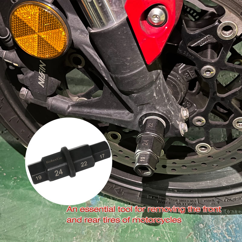 Motorcycles Hex Axle Tool Steady Hex Bit Socket Set Black Spindle Socket Adapter Tool 12mm,14mm,17mm,19mm,22mm,24mm with Gloves, 6 in 1 (6 in 1)