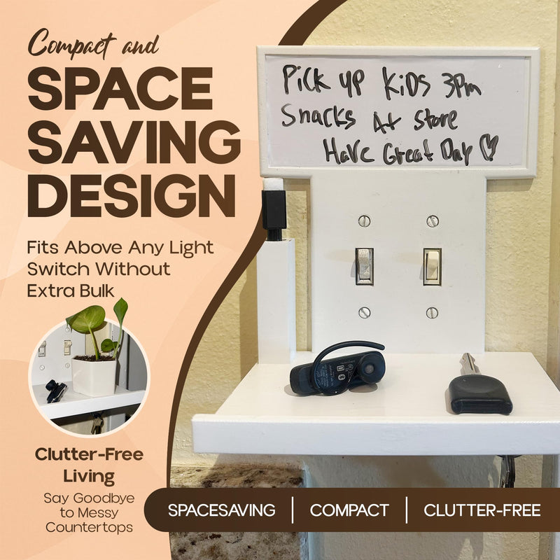 Double Light Switch Cover Shelf. Organizer, Shelf Holds 10 lbs. Wall Organizer. Outlet Cover for Bathroom or Any Room, Holds Echo, Electric Tooth Brushes and Speakers.