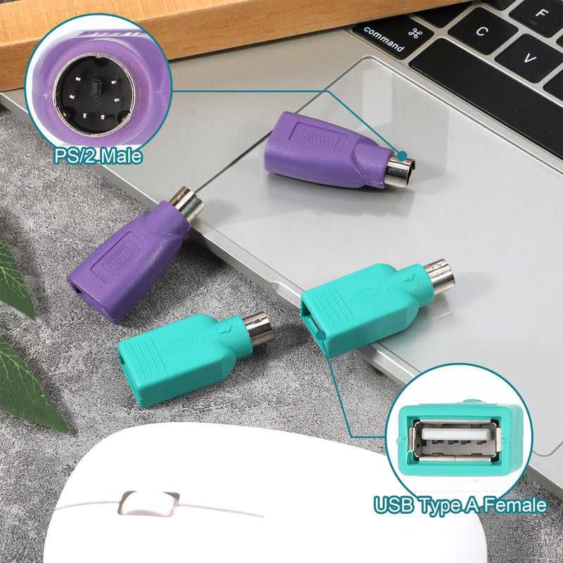 2 Pcs PS2 to USB Adapter Female to Male Keyboard Adapter | PS/2 Keyboard to USB Adapter Converter for Mouse and Keyboard PS-2 Jack Replacement for Desktop PC Laptop Notebook