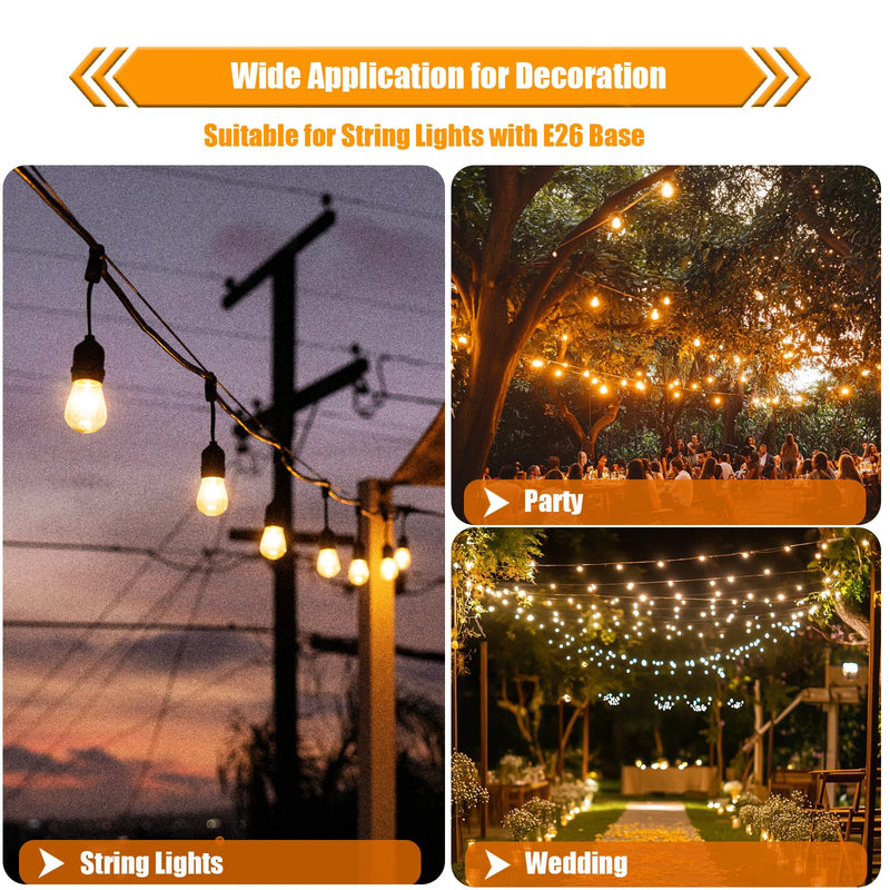 Replacement Bulbs for String Lights, 2W S14 Shatterproof Outdoor LED Light Bulbs, 2700K Soft White, E26 Base, AC120V, Not Dimmable, 30 Pack 2w-2700k Soft White 30 Count (Pack of 1)