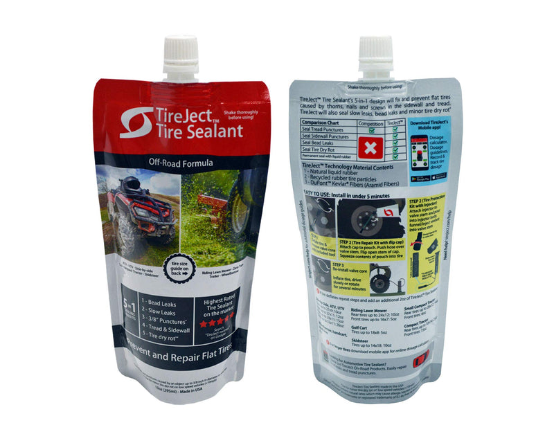TireJect Off-Road Tire Sealant Kit - 5-in-1 Sealing - Fix and Prevent Flat Tires (10oz) 10oz