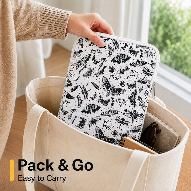 Padded Ereader Sleeve Pouch - Protective Book Sleeve for Kindle | 6-7 Inch Moth Print Tablet Bag Carrying Reading Accessories for Paperbacks Bookish Gifts for Bookworms Reading Lovers Friends