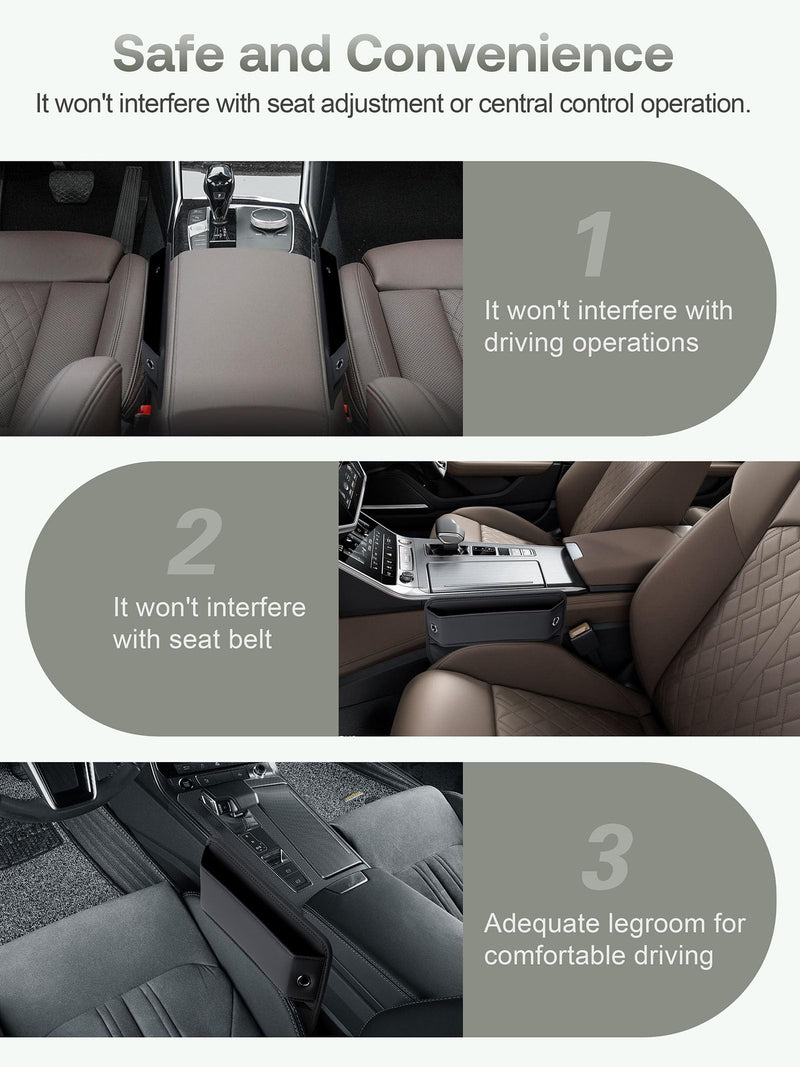 Universal Fit Car Gap Filler, Premium Leather Seat Gap Filler Organizer, Car SUV Truck Essentials (Black, 1 Pack) 01 Black, 1 Pack