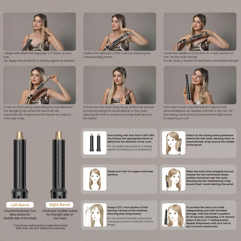 Airbrush Hair Styler, Air Brush 5 in 1 with Curl Straighten, Volumise, Smooth and Drying for Styling, Airbrush 5 in 1 Hot Air Styler for All Hair Type/Length Black