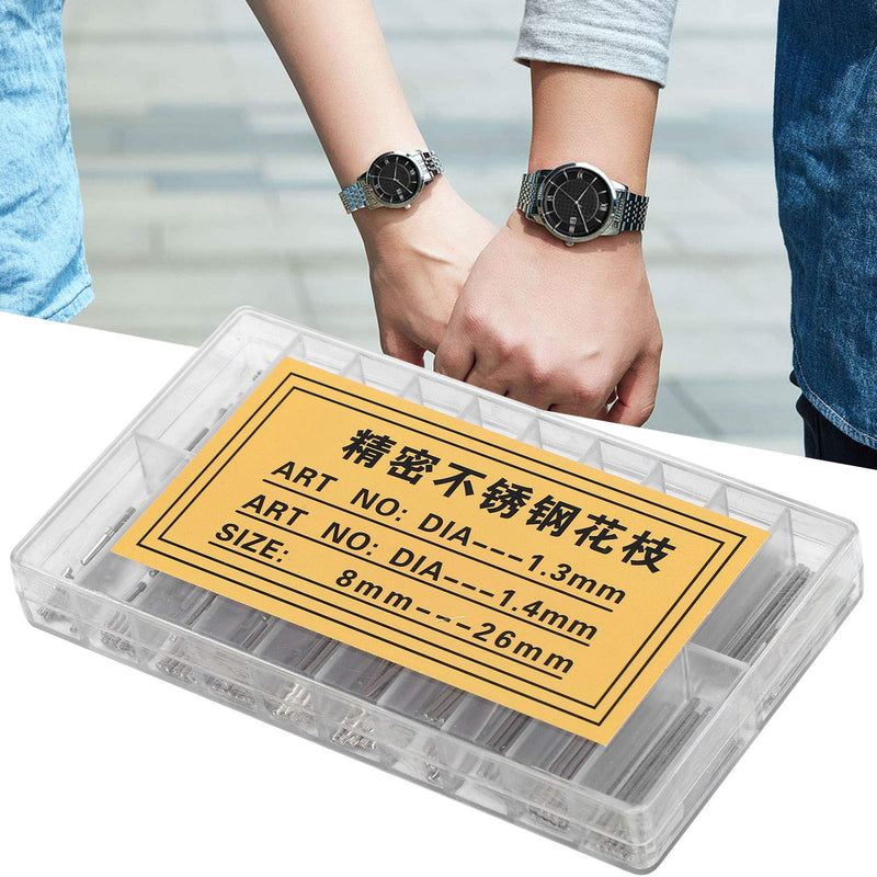 1.3Mm/1.4Mm 8‑26Mm Stainless Steel Watch Band Pins, Watch Band Link Cotter Pins Spring Bars Tools, 300Pcs Watch Bracelet Pin Friction Assortment Watch Repairing Accessories