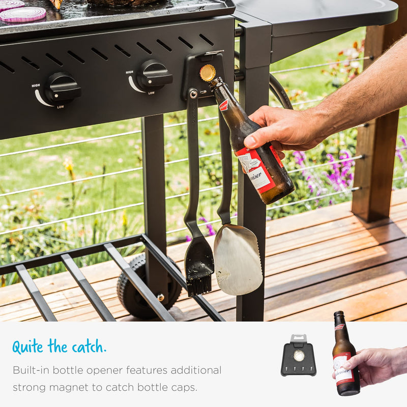 Dreamfarm Premium & Durable Barbecue Set with BBQ Brizzle, Clongs, Chopula, & Magnetic Utensil Holder - Stainless Steel