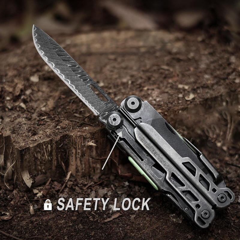 GrandHarvest Multitool, 25-in-1 Spring Loaded Pliers Multi Tool, Each Tools with Safety Lock-Stainless Steel Multi-Tool, Propylene Sheath, Survival Gear for Camping, Hiking, Multi Plier, Pocket Knife