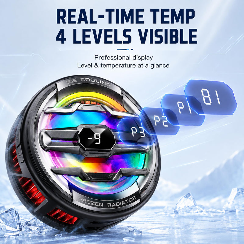 Cyberix Magnetic Phone Cooler for iPhone with AI Temperature Control | Rapid Cooling, LED Temperature Display, 6 RGB Light Modes, Ideal for Gaming, Photography, and Live Streaming