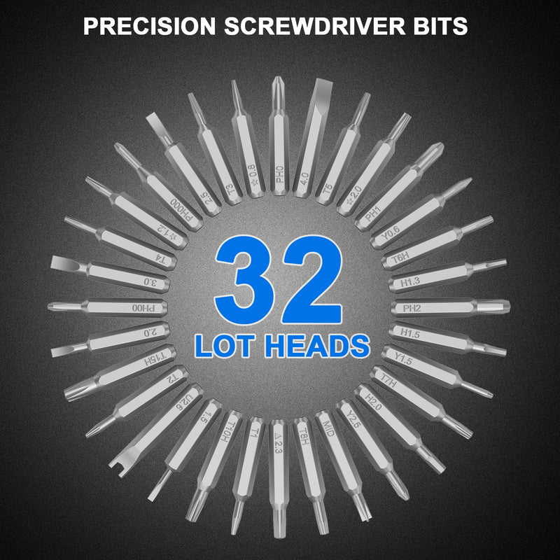 Tanson Precision Screwdriver Set 33-In-1 Small Screwdriver Set,Mini Screwdriver Kit Magnetic Professional Electronic Repair Tool for PC,Computer,Laptop,Iphone,Cell Phone,MacBook,Tablet,Watch,Glasses 32 Black