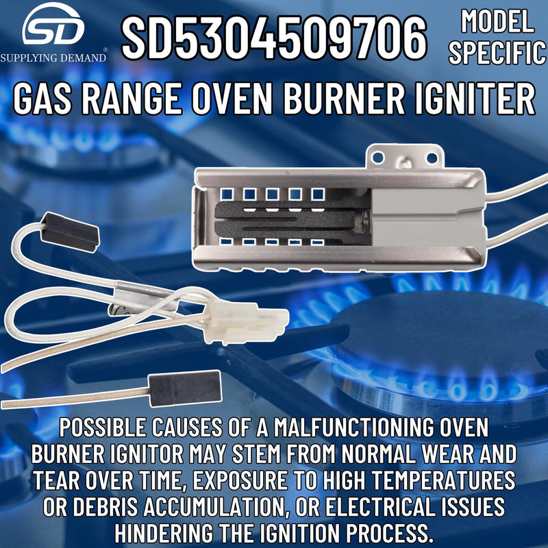 Supplying Demand 5304509706 316489402 Gas Range Oven Burner Igniter Replacement with Wire Harness