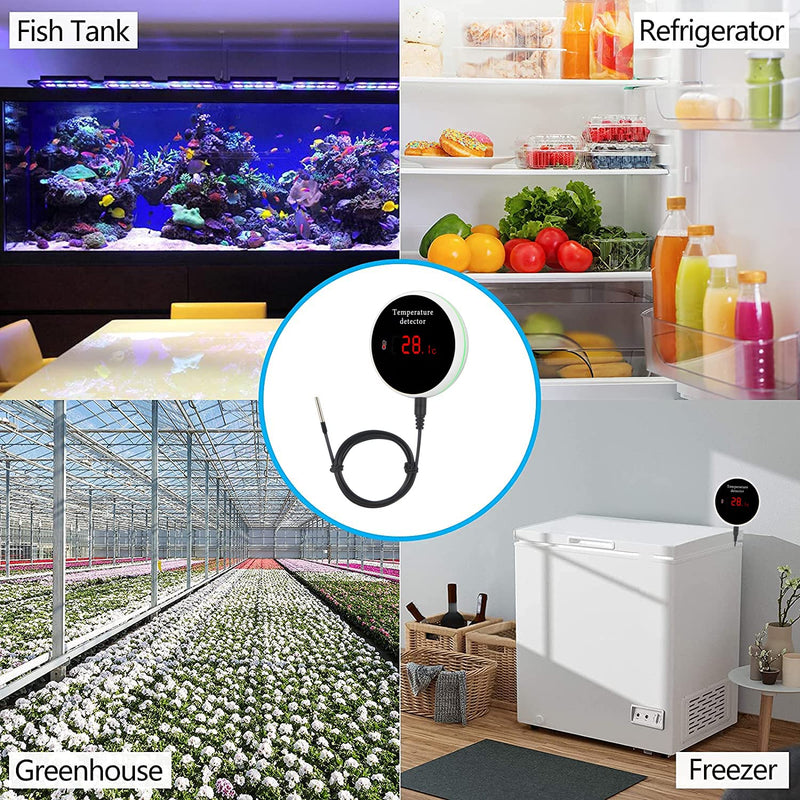  [AUSTRALIA] - WiFi Temperature Sensor Smart Thermometer: Digital Temperature Monitor Gauge with Waterproof External Probe, App Alert & Buzzer Alarm, Rechargeable Battery, for Freezer, Refrigerator, Fish Tank