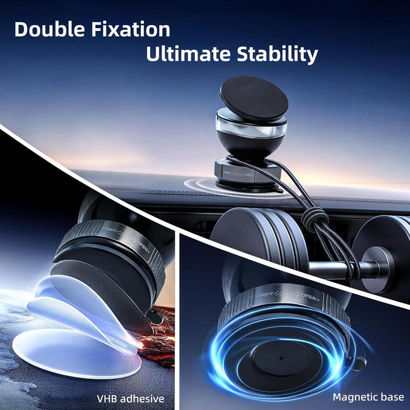 Magnetic Phone Holder, Vacuum Spherical Phone Mount for Car (Silver) | 360° Adjustable, Compatible for iPhone 17 Pro Max 16 15 14 13 12 Air Plus and Android