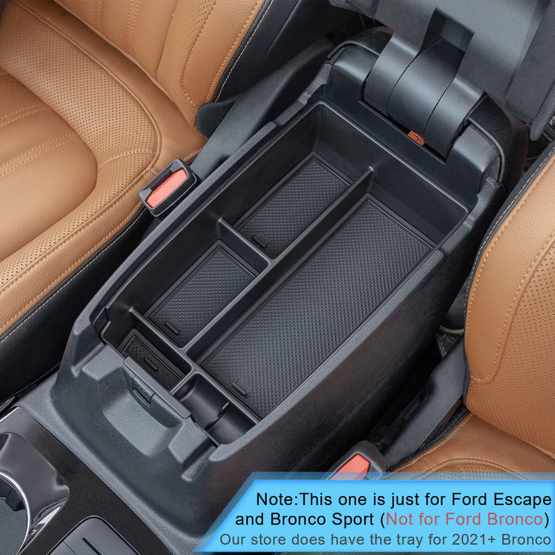 TOPINSTALL Center Console Organizer Compatible with Bronco Sport 2021-2025/Ford Escape 2020-2025 Accessories, Armrest Box Long Compartment Storage Tray Coin Container-Black Black--Bronco Sport / Escape
