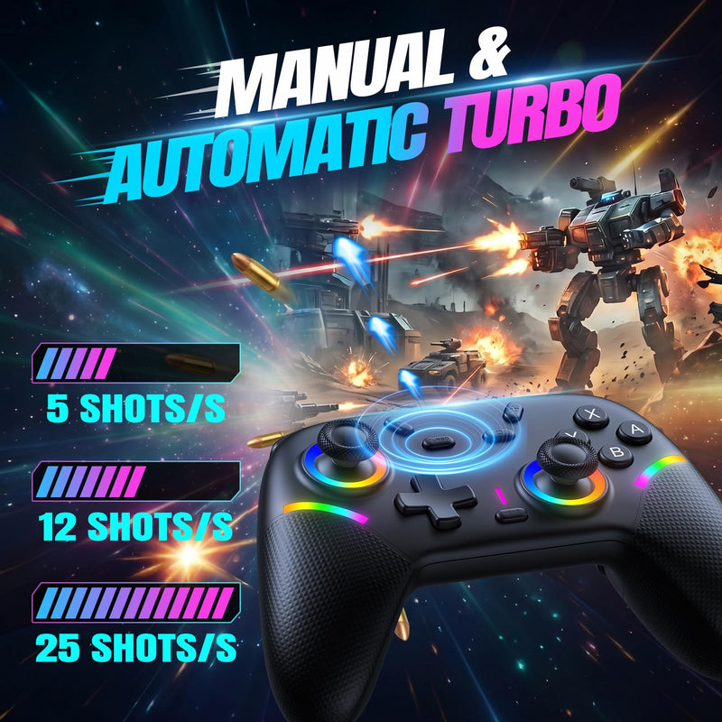 Jexalid 2 Pack Switch Controllers, Wireless Pro Controller for Nintendo Switch/OLED/Switch 2, with RGB Lighting/Back Buttons/Dual Vibration/6-Axis Gyro/Turbo