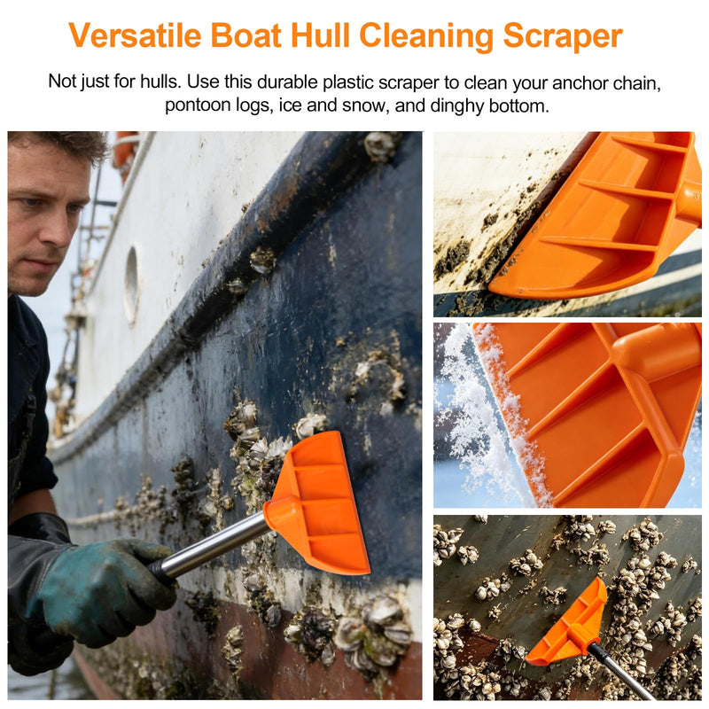 Boat Hook Hull Scraper Barnacle Scraper Pontoon Boat, 491108 Plastic Marine Boat Hull Scraper for Underwater Hull Cleaning, Plastic Scraper Pole Attachment | Plastic Boat Hook Hull Scraper - 491108 Plastic Marine Boat Hull Scraper for Underwater Hull C...