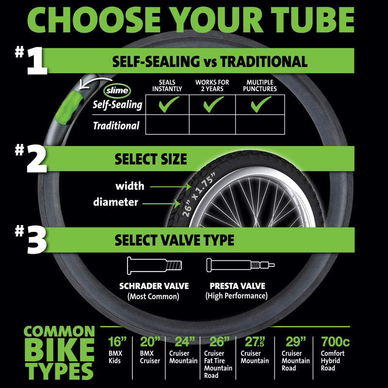 Slime Bike Inner Tube with Slime Puncture Sealant 29 x 1.85-2.20" 29in Schrader