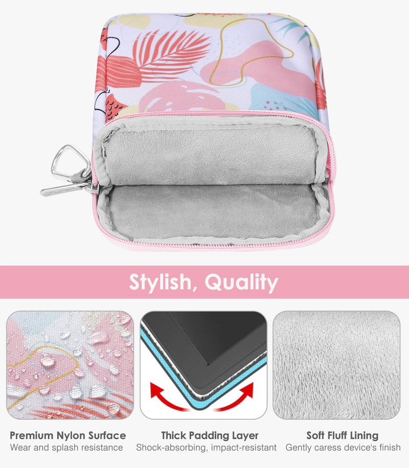 MoKo 6-7 Inch Kindle Sleeve Bag, Protective Nylon Cover Compatible with Kindle Paperwhite 2021, Fire 7 2022, All-New Kindle/Kids (11th Generation) 2022, Kindle Oasis E-Reader, Tropical Leaf 6.8 inch