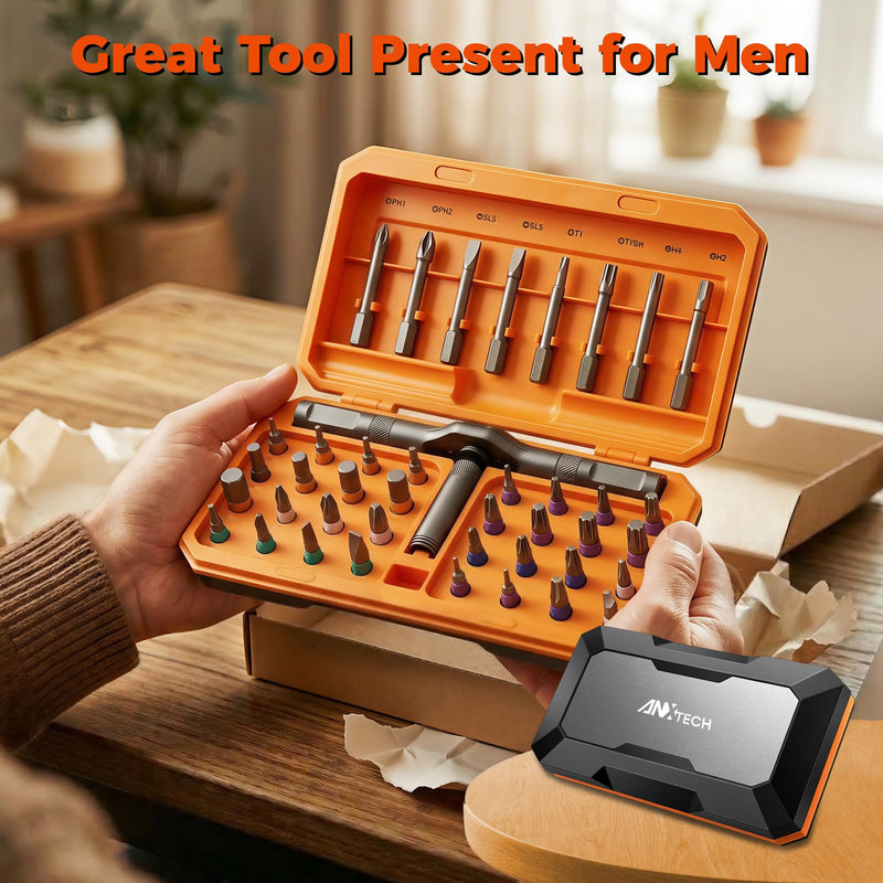 42 in 1 Magnetic Ratchet Screwdriver Set, T Handle Detachable Screwdriver with S2 Steel Bits and Storage Case, Portable Compact Repair Tool Kit for Computer, Bicycle, Furniture and DIY Home Repair