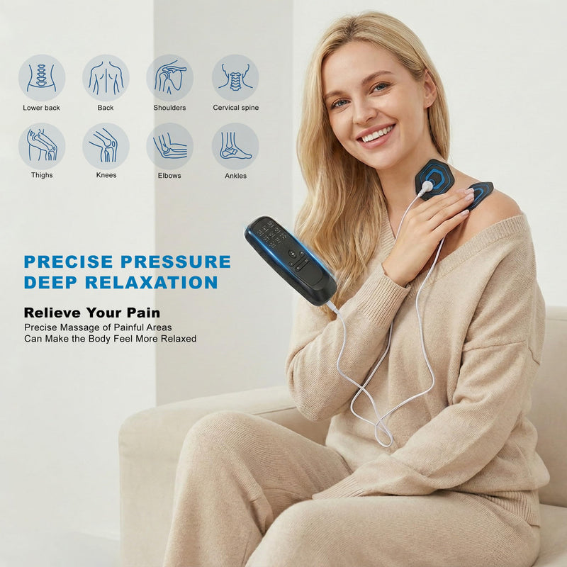 Portable TENS Unit Muscle Stimulator for Pain Relief Therapy, 30 Intensities and 10pcs Electrode Pads, Rechargeable Dual Channel Simulator Machine for Men & Women
