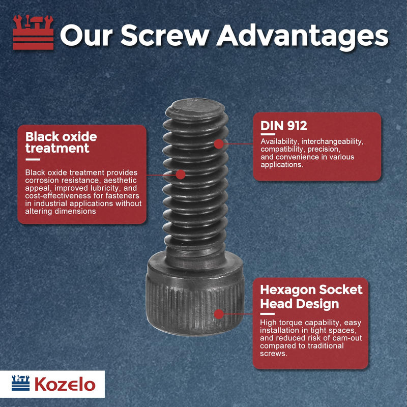 180pcs M6 Socket Head Cap Screws Bolts Nuts Assortment Kit - [M6x12/16/20/25/30/35/40/45mm] Alloy Steel Black Oxide 12.9 Internal Hex Screw for 3D Printer Use,with Wrench M6x12/16/20/25/30/35/40/45mm 180