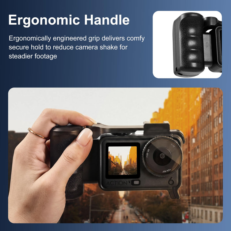 FitStill Protective Case for DJI Osmo Action 6, Multi-Functional Extended Lightweight Protective Cage, Direct Charging Street Photography Handle Component, Action6 Accessory Kit