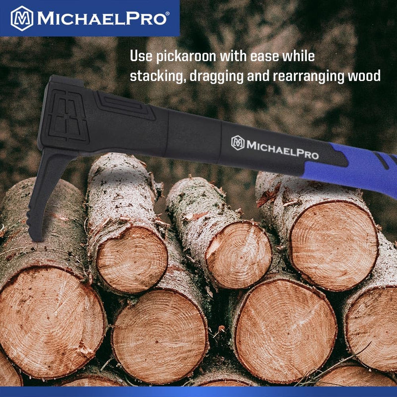 MichaelPro 16-Inches Pickaroon, Forged Steel Hookaroon with Weather-Resistant and Shock Absorbing Handle for Logging, Log Lifting and Dragging | MP004024