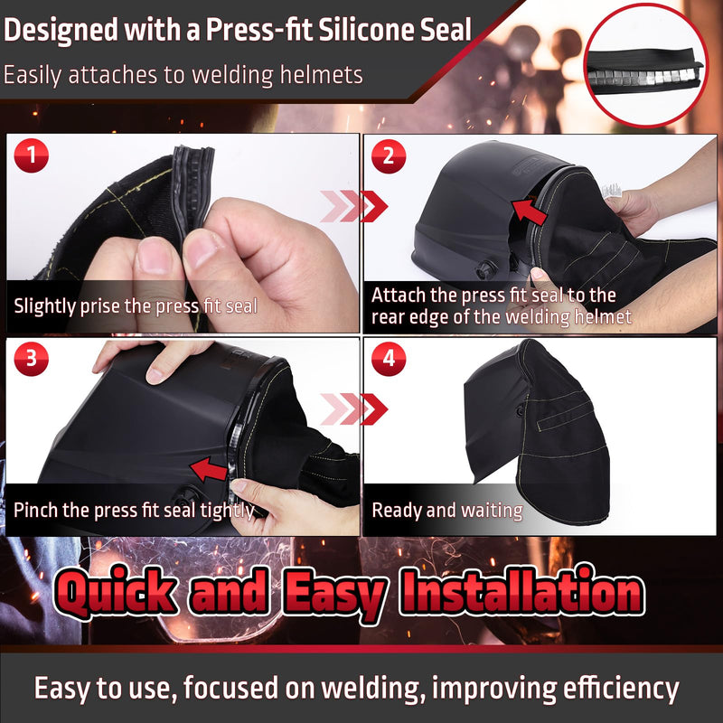 MATINA Welding Helmet Cover, Welding Helmet Accessories Extended FR Cotton Hood Back Cover with Press Fit Seal, Welding Hood Accessories for Welding Neck Protector, Fit for Most Welding Helmets