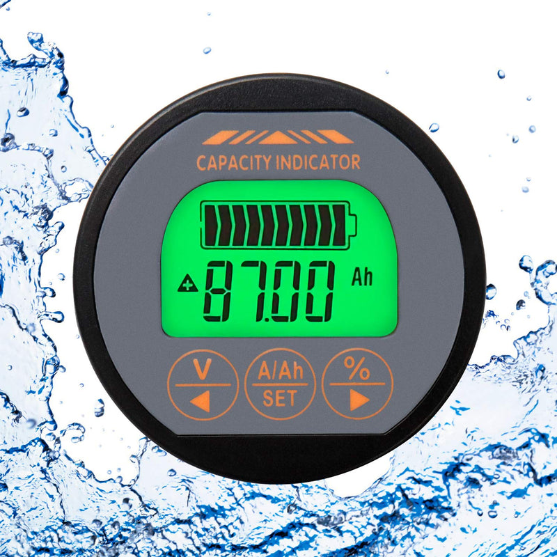 QWORK Battery Monitor Voltmeter Ammeter, Voltage Current Range 8V-80V, 0-100A Voltage Current Meter with 6.5 ft Custom Cable 8-80V 0-100A