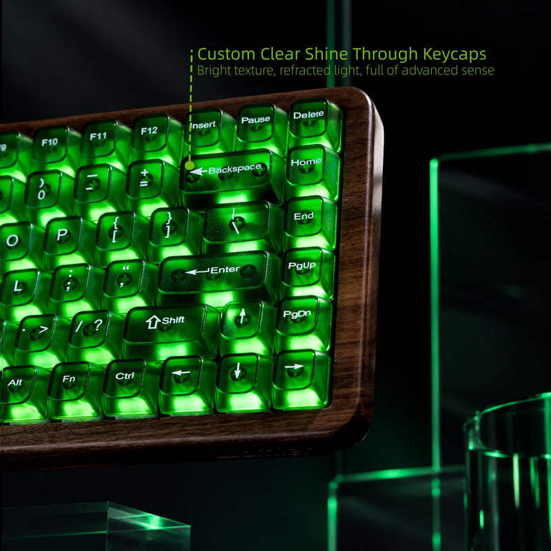 Womier Green Jelly Keycaps, Clear Shine Through Keycaps Feel Forest | Custom Keyboard Caps Set 60 65 75 100 Percent for Cherry MX Mechanical Keyboards, MDA Profile 1-Forest Green