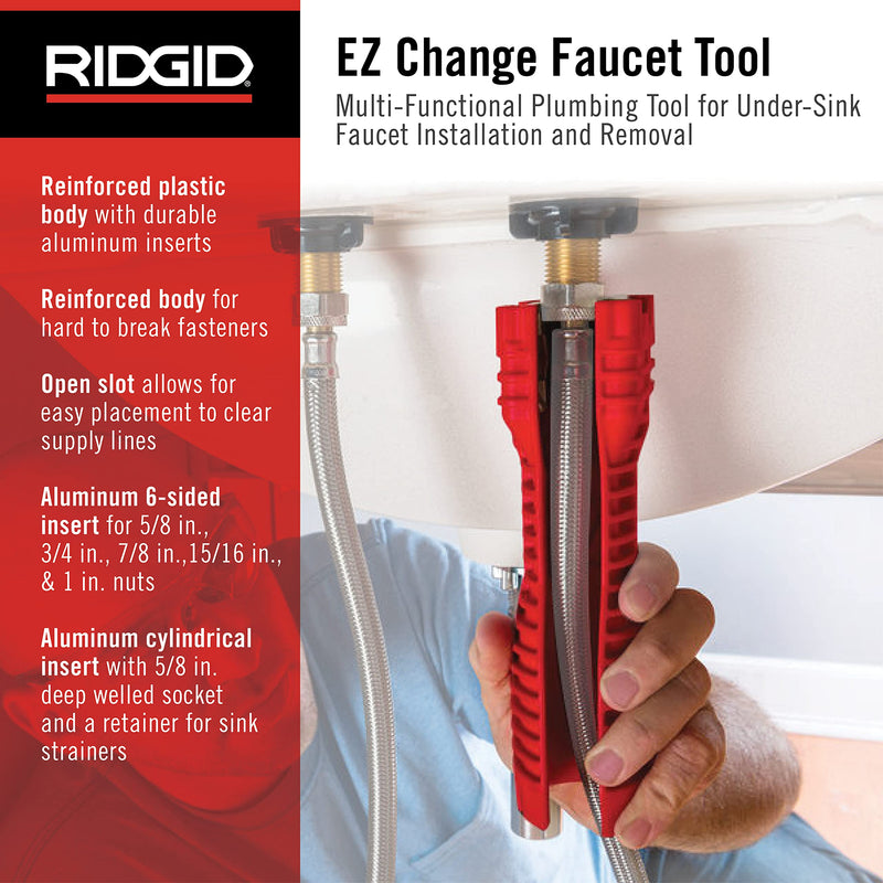 RIDGID 57003 EZ Change Plumbing Wrench Faucet Installation and Removal Tool Pack of 1