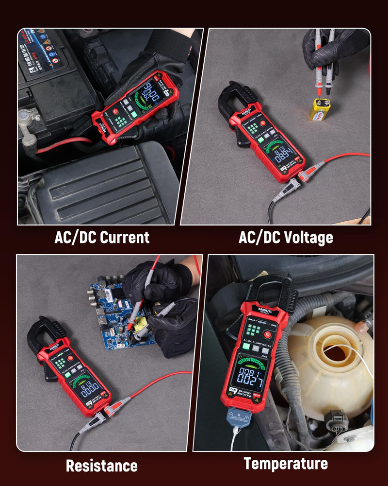 KAIWEETS Smart Digital Clamp Meter, 2026 Intelligent Auto Ranging Multimeter 600A TRMS 6000 Counts, NCV, Inrush, Auto Measure AC DC Voltage/Current Continuity Temperature Resistance Capacitance Diode