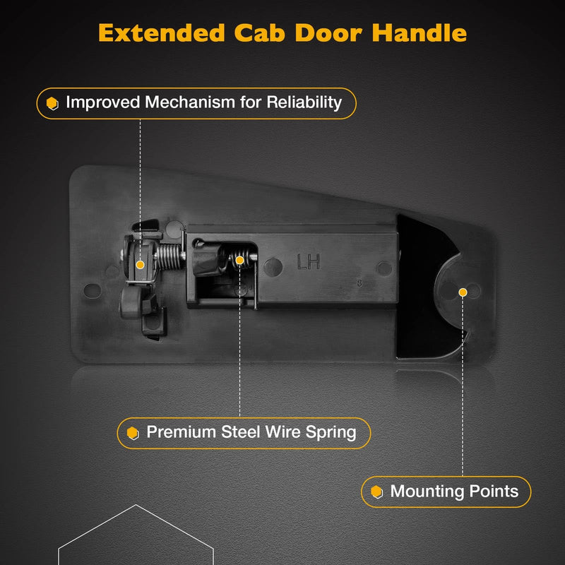 Extended Cab Door Handle Rear Left Driver and Right Passgenger Side | for 1999-2007 Chevy Silverado GMC Sierra 1500 2500 3500 | Replaces# 15758171, 15758172 Plastic Black
