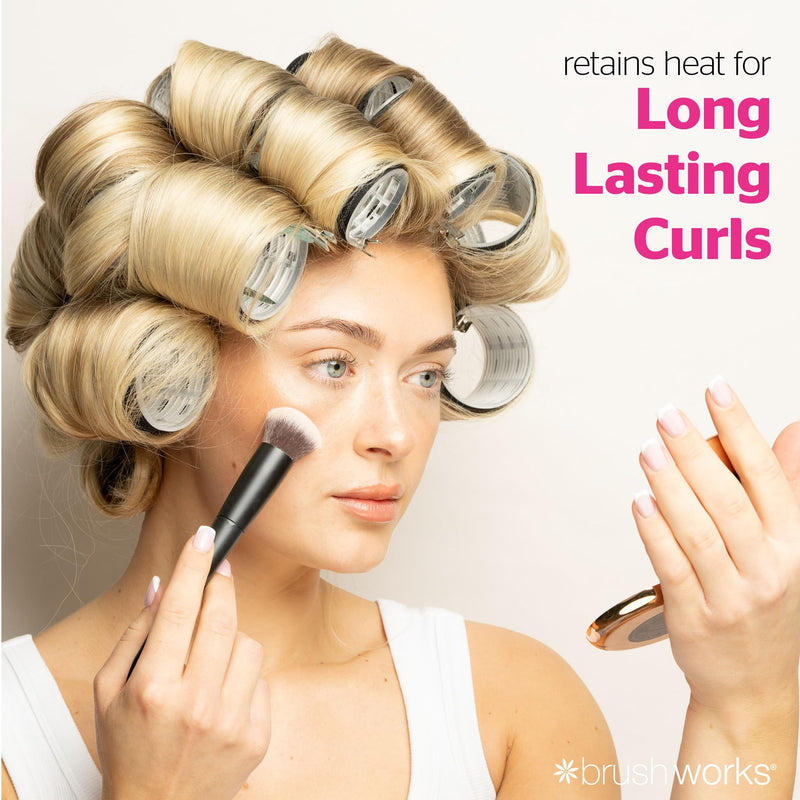 Brushworks Ceramic Thermal Hair Rollers, 9 Pack Assorted Sizes | 60mm, 48mm, 35mm, Small, Medium & Large, Heat Retaining, Voluminous, Bouncy, Long-Lasting Curls and Waves