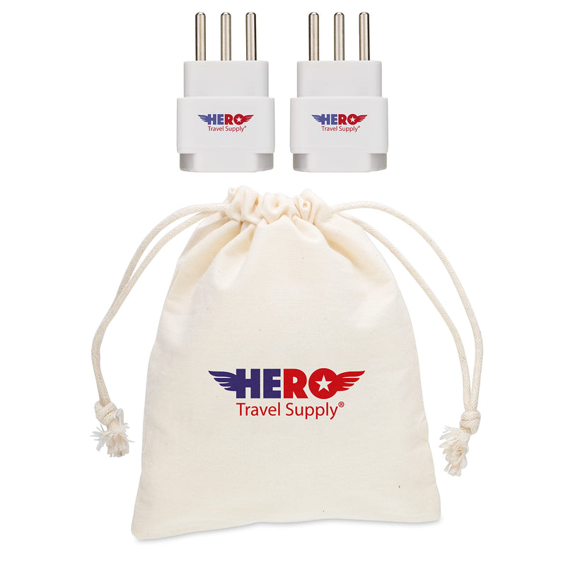 Hero Premium US to Italy Power Adapter Plug (Type L, Pack of 3, Grounded) Italy (3 Pack)