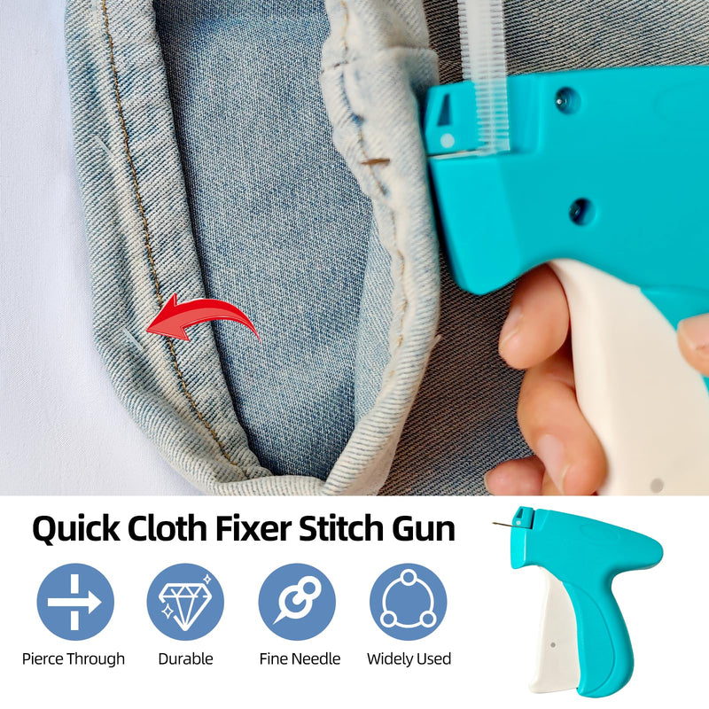 Mini Stitch Gun for Clothes, Tagging Gun & Easy Stitch Hemming Gun for Clothing, Quick Cloth Fixer Tool Kit with 2 Needles, 1500 Black & 1500 White Plastics Fasteners