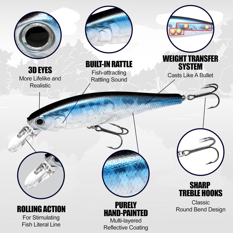 LUCKY CRAFT Pointer 100SP, Jerkbait Side by Side Action Tournament Winning Perfect Wobbling Freshwater Lake Bass Fishing Champion Bait 074 Chrome