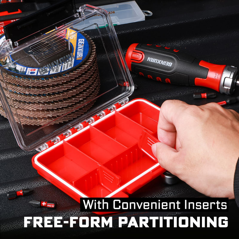 IPX4 Waterproof Small Storage Parts Organizer, Small Parts Case with Removable Dividers, Screwdriver Bit Set Box(2 Boxes) DMBQC-7D