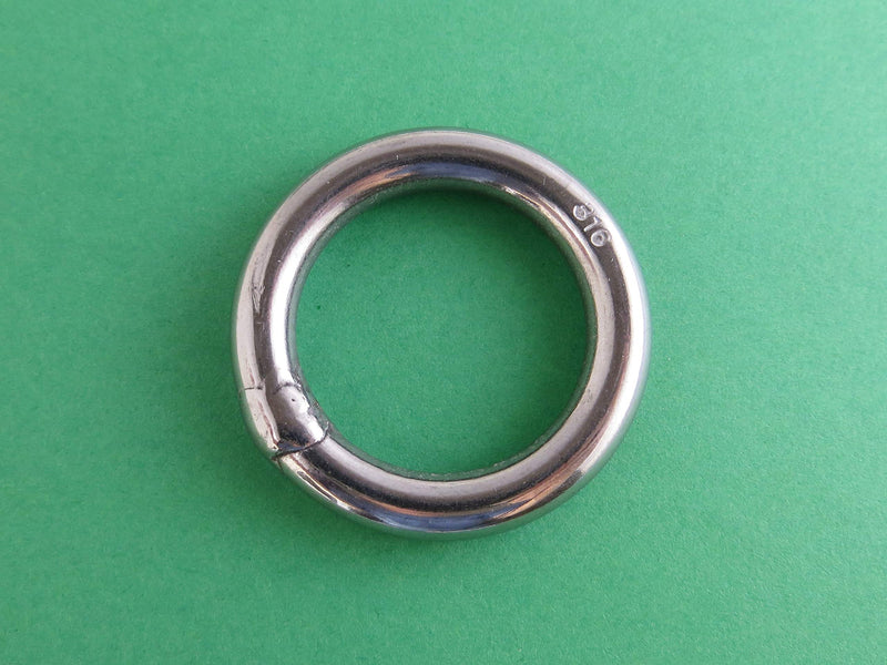 US STAINLESS 10 Pieces Stainless Steel 316 Round Ring Welded 1/4" x 1" (6mm x 25mm ID) Marine Grade