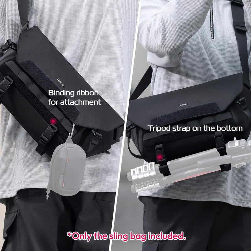 ULANZI BC08 Sling Camera Case 9L with Tripod Holder | Small Compact Camera Tactical Shoulder Bags for DSLR/SLR/Mirrorless Cameras, Water-Resistant Crossbody Bag Women Men, Black