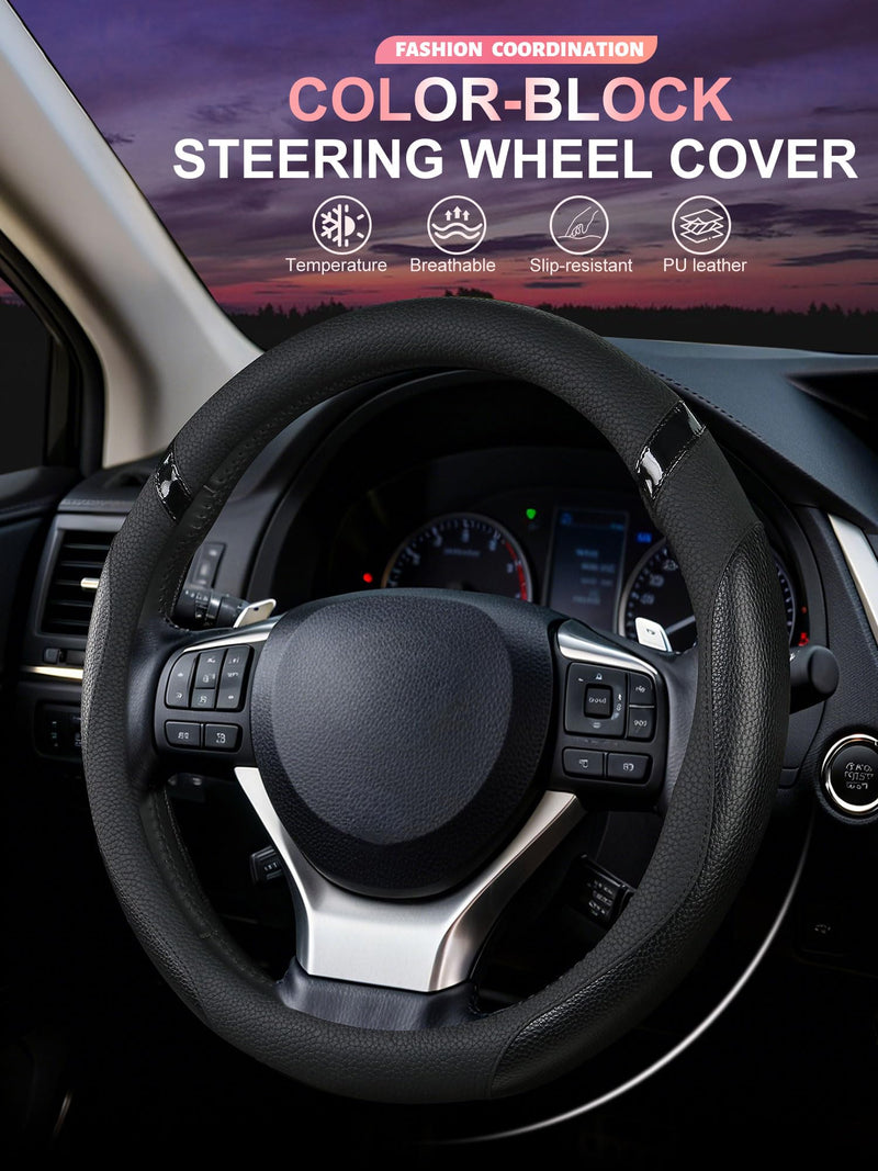 Steering Wheel Cover Customized Fit for Lexus RX270 RX330 RX350 RX400h ES200 ES300h NX200 NX300 NX350h UX200 UX260h UX300h GS300 GX350 IS300 IS350 IS200t CT200t (Black) Black