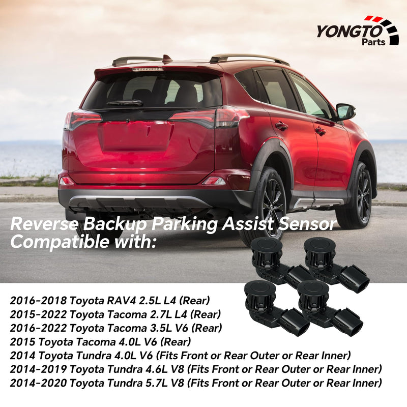 89341-0C010 4Pcs Reverse Backup Parking Assist Sensor Compatible with Toyota RAV4 2016-2018, Tacoma 2015-2022, Tundra 2014-2020 Replace OE 89341-0C020 89341-42010