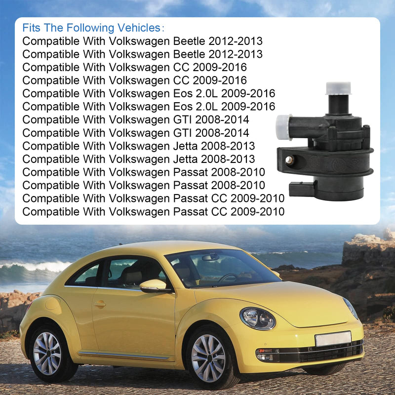 Auxiliary Cooling Water Pump With Plug Compatible With A3 A4 TT,VW Beetle Jetta Passat Tiguan CC Eos Golf GTI - 2.0T Engine Replace 1K0965561J