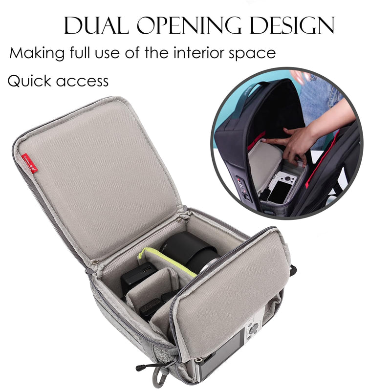 Mini SLR Camera Insert Bag,Shockproof &Pressure-proof Dual Opening Camera Lens Cube Case Bag,Digital DSLR SLR Mirrorless Cameras Accessories Storage Pouch Compatible for Canon,Sony,Fuji (XXXS) (2L)XXXS